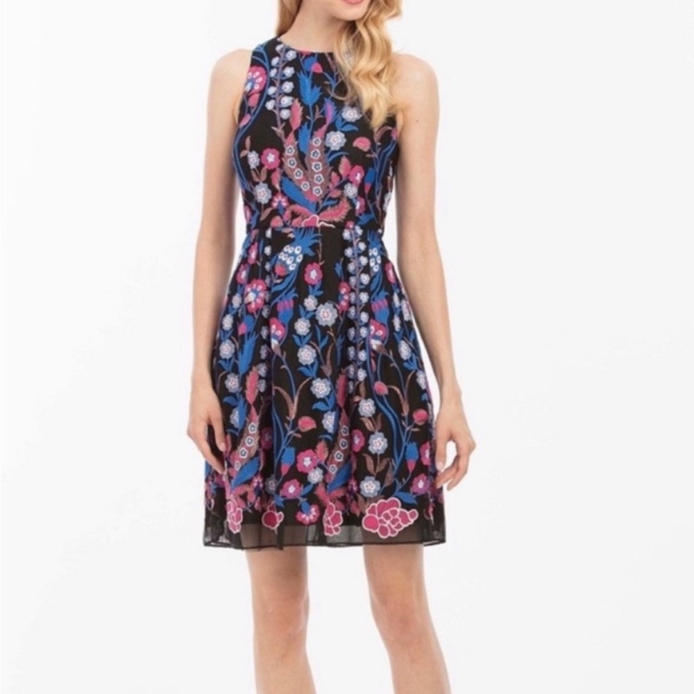 Nicole Miller New York Halter embroidery colorful midi dress